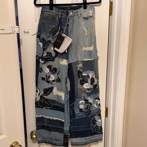 Dolce & Gabbana Blue Floral Patchwork Women Jeans